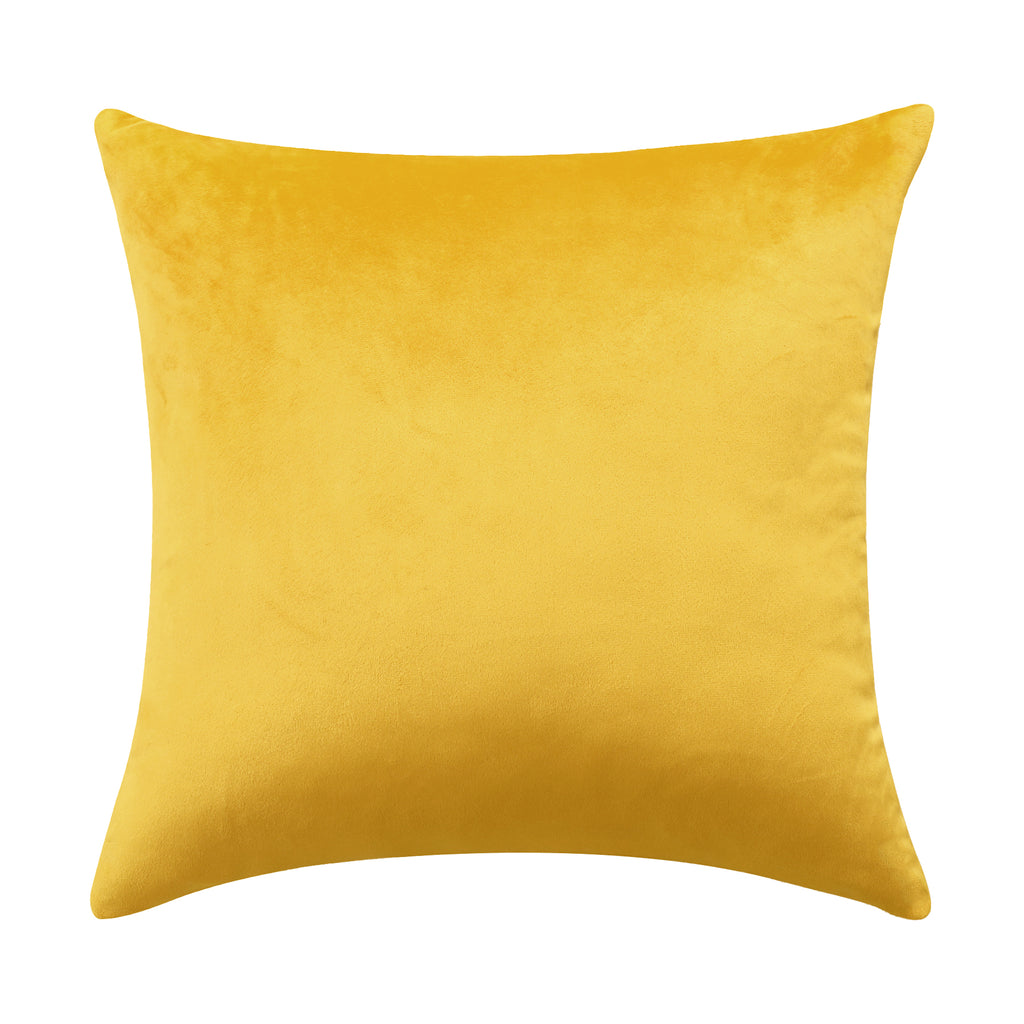 Deconovo Housse de coussin en velours néerlandais, coloris jaune, 50 x 50 cm, 1 pièce