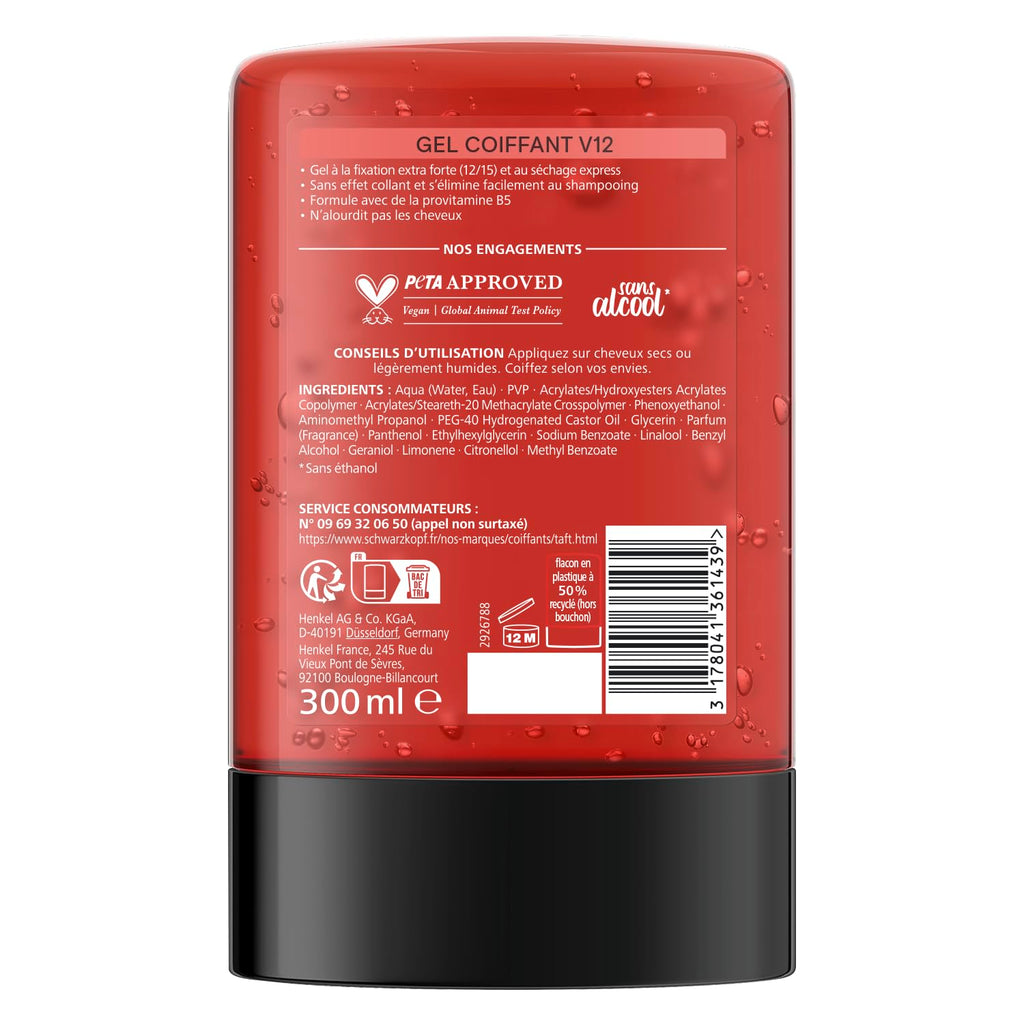TAFT V12 Power Gel Fixation Extra Forte Niveau 12 Provitamine B5 300 ml