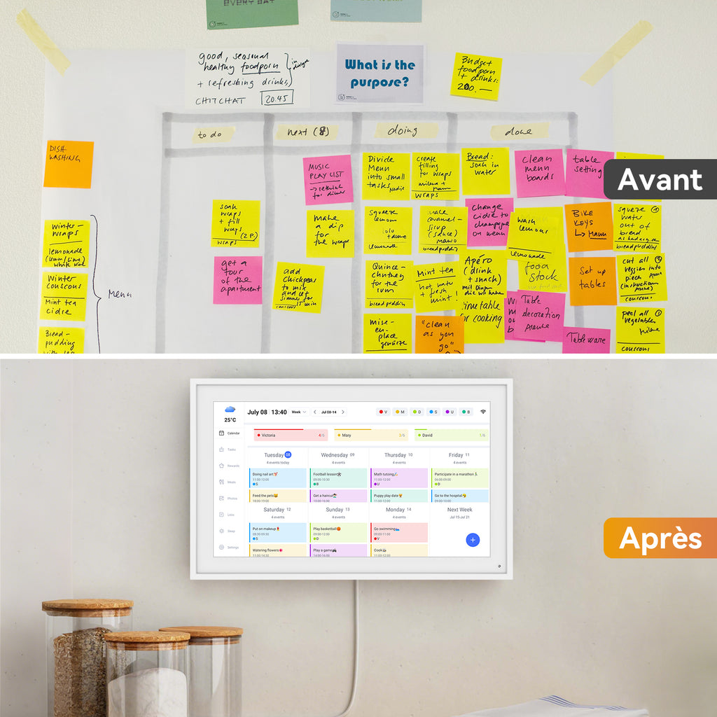 TABWEE P15 Calendrier Numérique WiFi - Écran Tactile 15,6" pour Mur, Planificateur Familial, Planificateur de Repas, Agenda de Rendez-vous, Horloge Mémoire pour Seniors, Planificateur Hebdomadaire/Mensuel (Cadre Photo Numérique)