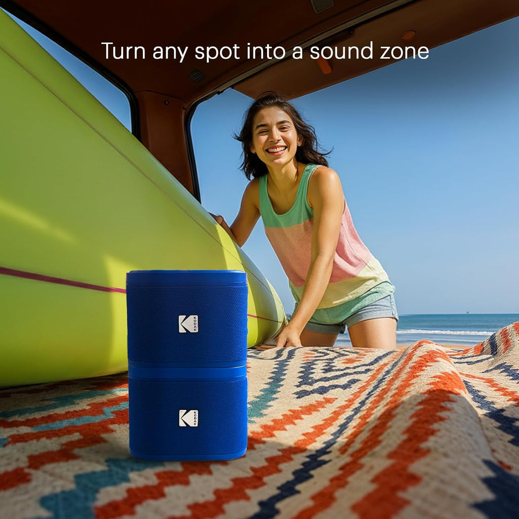 Kodak Soundbrix Lot de 2 enceintes Bluetooth - Bleu