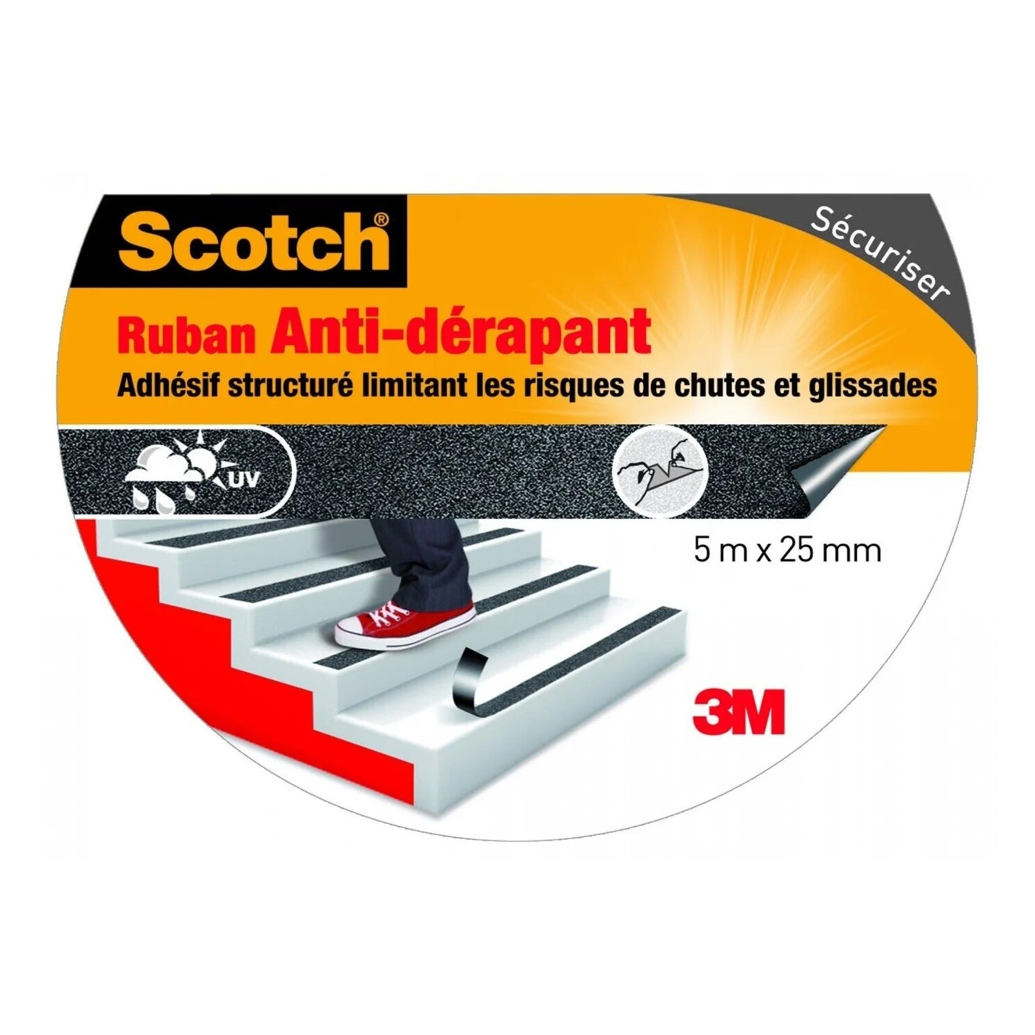 Scotch® Ruban Anti Dérapant Noir 5m x 25mm