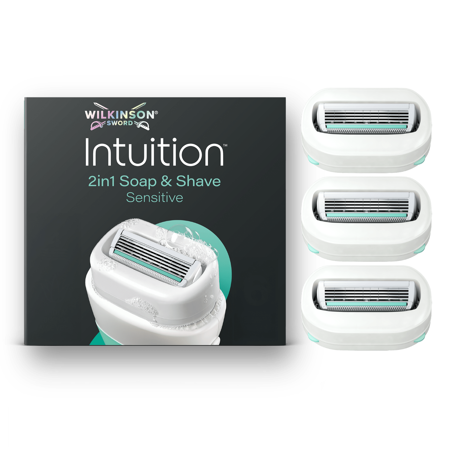 Wilkinson Sword Intuition 2-en-1 - Savon & Rasoir Sensitive Femme - 3 Recharges