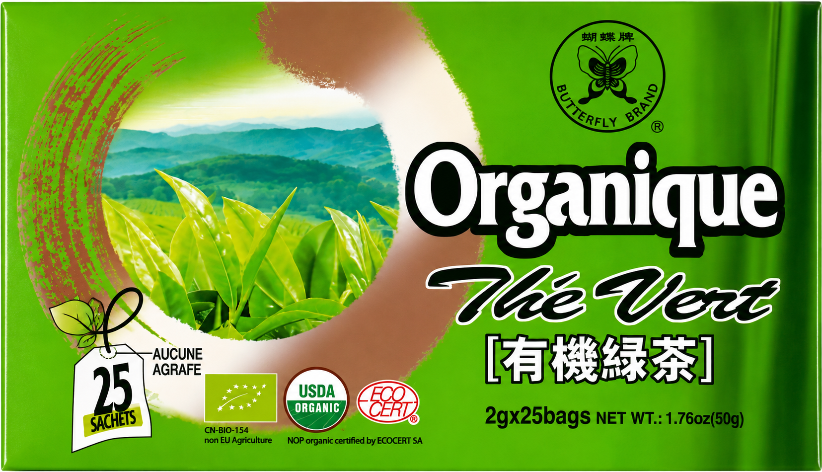 Butterfly Thé vert bio 25 sachets 50 g