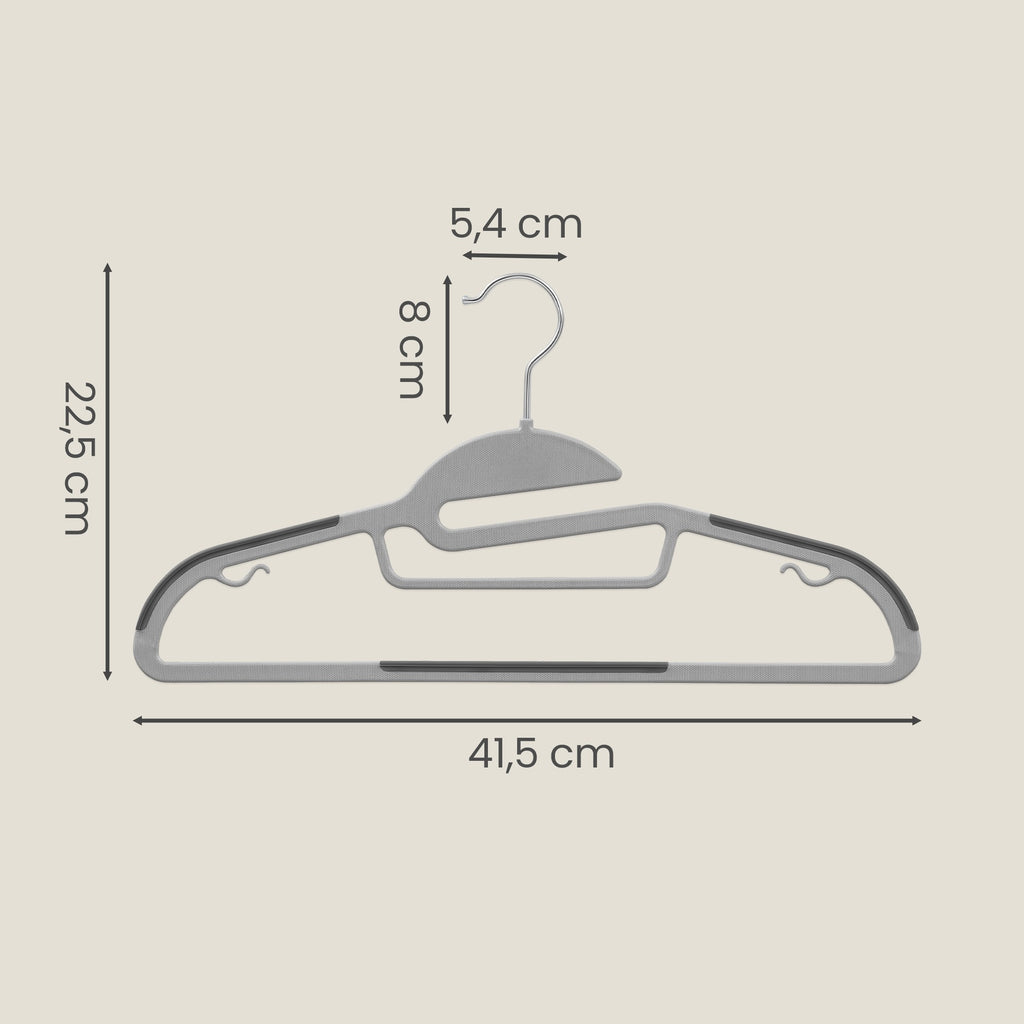JOYFURNOS Lot de 50 cintres, cintres en plastique peu encombrants avec crochet pivotant à 360°, pour armoire, en forme de S, robustes, gris