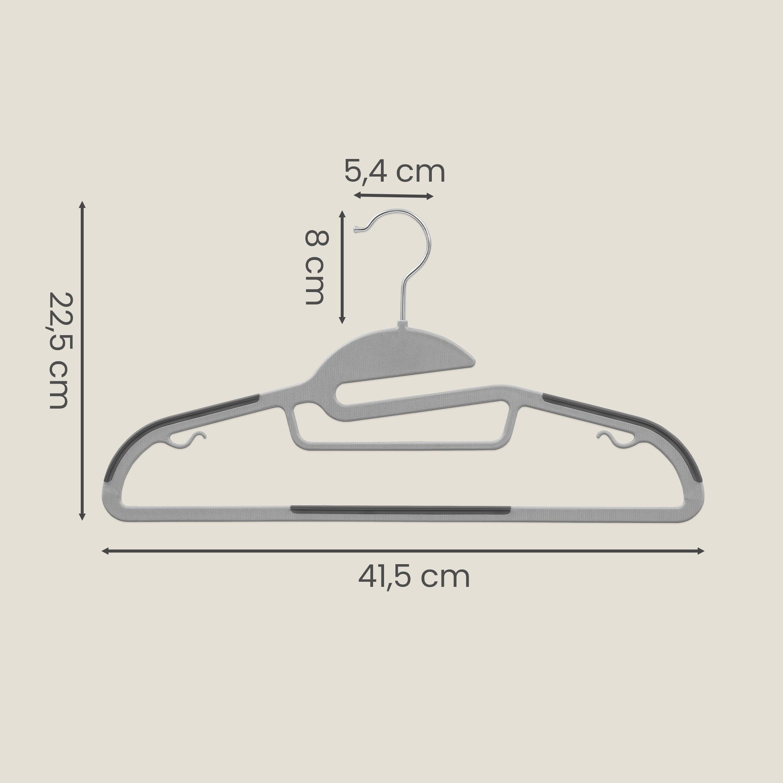 JOYFURNOS Lot de 50 cintres, cintres en plastique peu encombrants avec crochet pivotant à 360°, pour armoire, en forme de S, robustes, gris