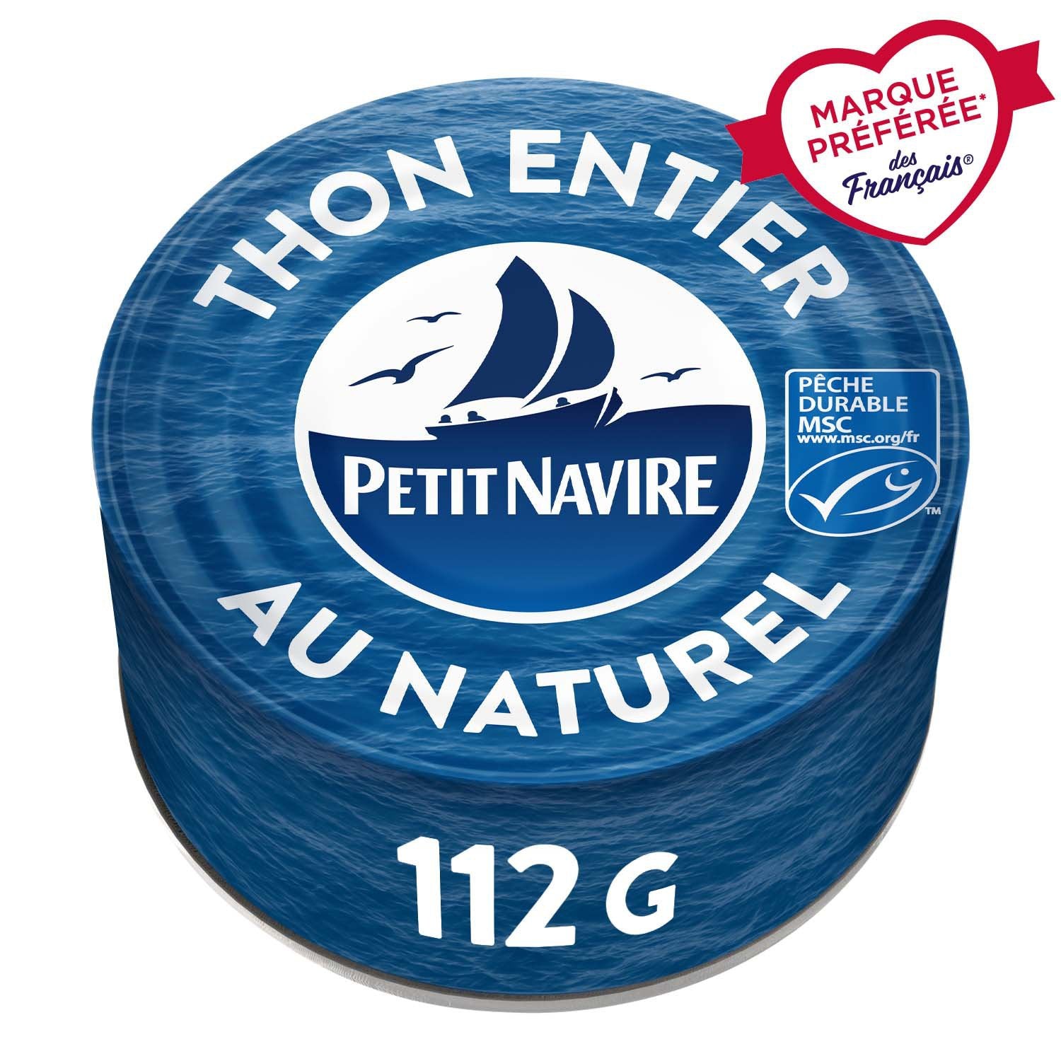 Petit Navire MSC Thon au Jus Naturel, Poids Net Égoutté 112 g, Poids Total 160 g