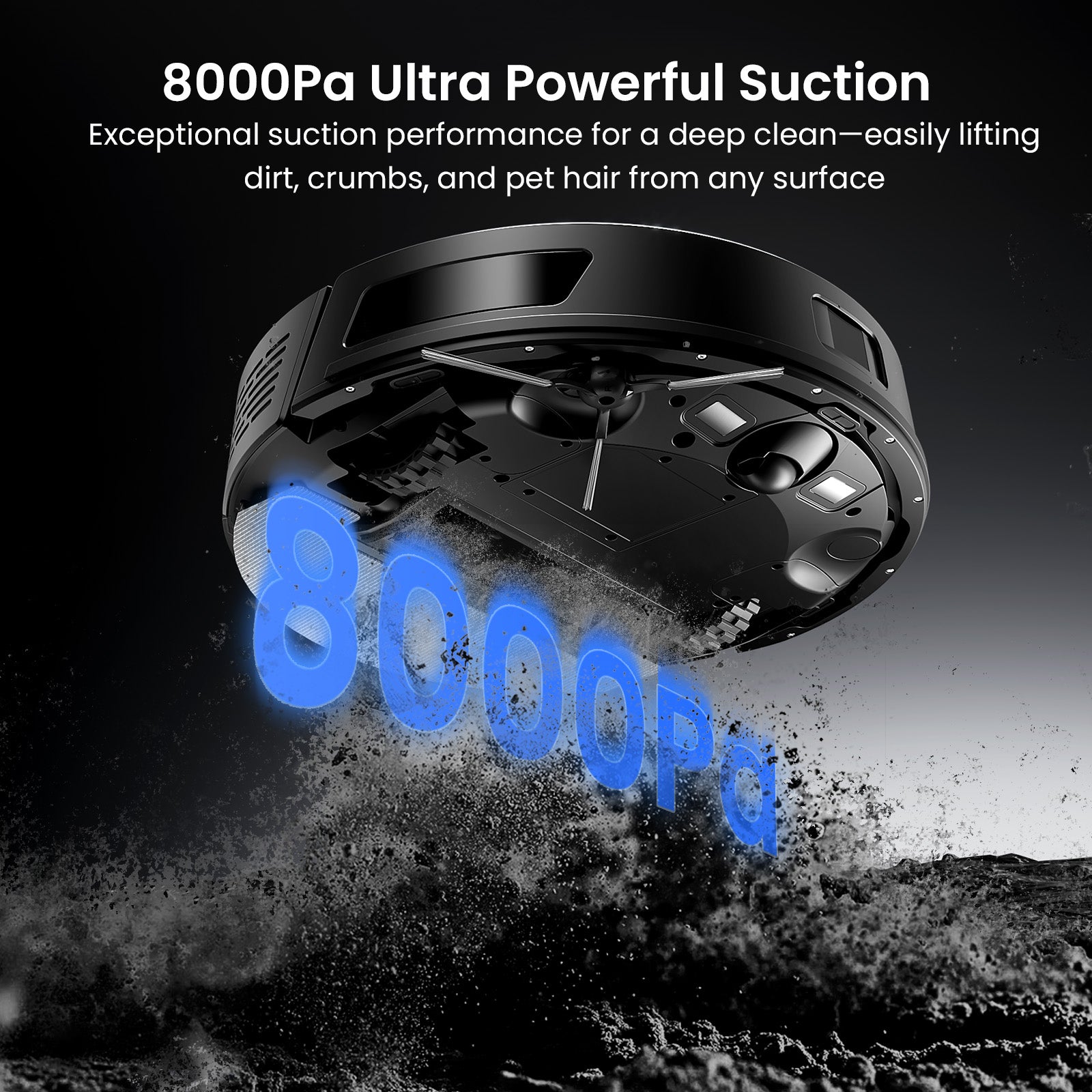 Aspirateur robot Q8-Max avec serpillière et station de vidage automatique, aspiration 8000 Pa, cartographie de la maison par navigation LiDAR, autonomie 200 min, auto-rechargement, nettoyage personnalisé via application Wi-Fi pour sols, tapis et chev