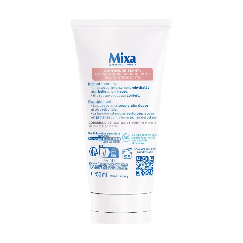 Mixa Soin du visage nourrissant Peau sèche et sensible Vitamine E 50 ml