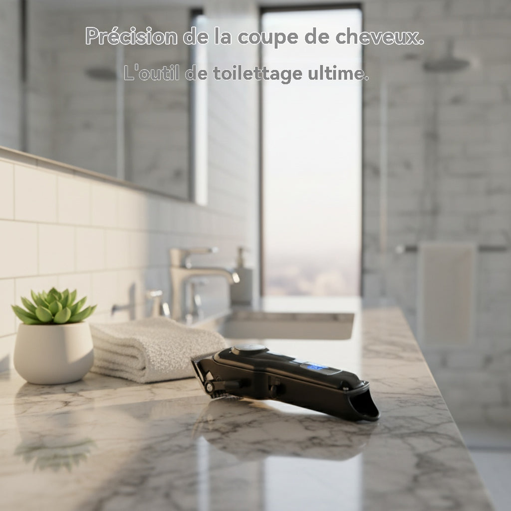 RAF Tondeuse professionnelle sans fil 5W puissante, écran LED, lame en acier au carbone, kit de coiffage pour hommes, coiffeur à domicile