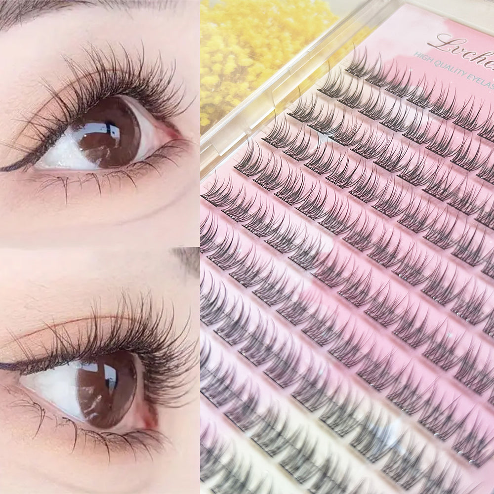 Lvcheryl Coffret Combo Premium pour Faux Cils - 10 Rangées de Faux Cils Auto-Adhésifs DP02