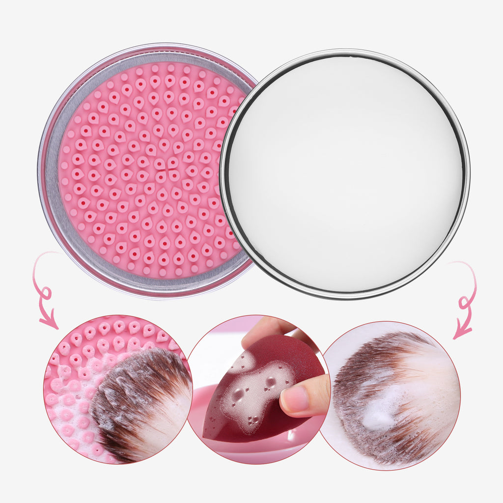 DUcare Kit de nettoyage pour pinceaux de maquillage : Savon nettoyant solide et tampon en silicone - Nettoyage facile des éponges et pinceaux