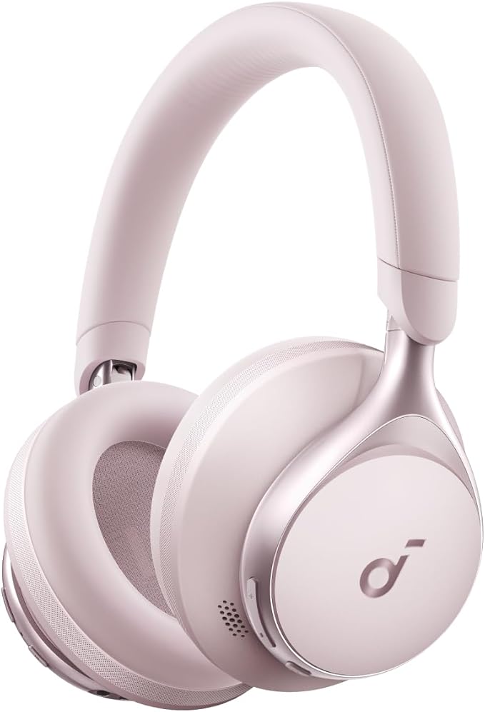 soundcore par Anker Space One, casque à réduction de bruit active adaptative, réduction 2X plus forte des voix humaines, autonomie ANC 40 h, commande par application, audio sans fil haute résolution LDAC, port confortable, Bluetooth 5,3