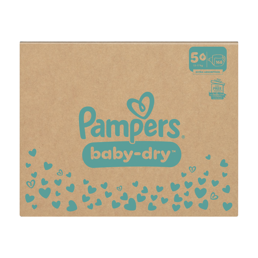 PAMPERS Baby-Dry Pack 1 Mois, Taille 5, 168 couches