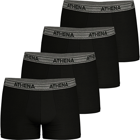 ATHENA Boxers basiques en coton Ecopack lot de 4, Noir-Noir-Noir-Noir
