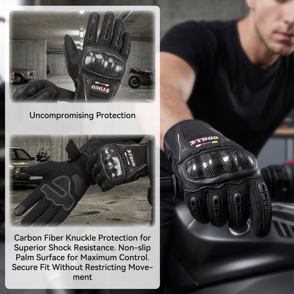 Gants de Moto Homme, Gants De Moto Toutes Saisons avec Protection Des Articulations Et Fonction Tactile, Gants Extérieurs Respirants pour Hommes Et Femmes, Convient Pour Moto, Vélo, Trottinette - M