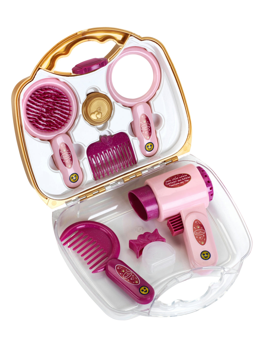 Theo Klein Mallette de Coiffeuse Princesse Coralie avec Sèche-Cheveux Mécanique et Accessoires de Coiffage