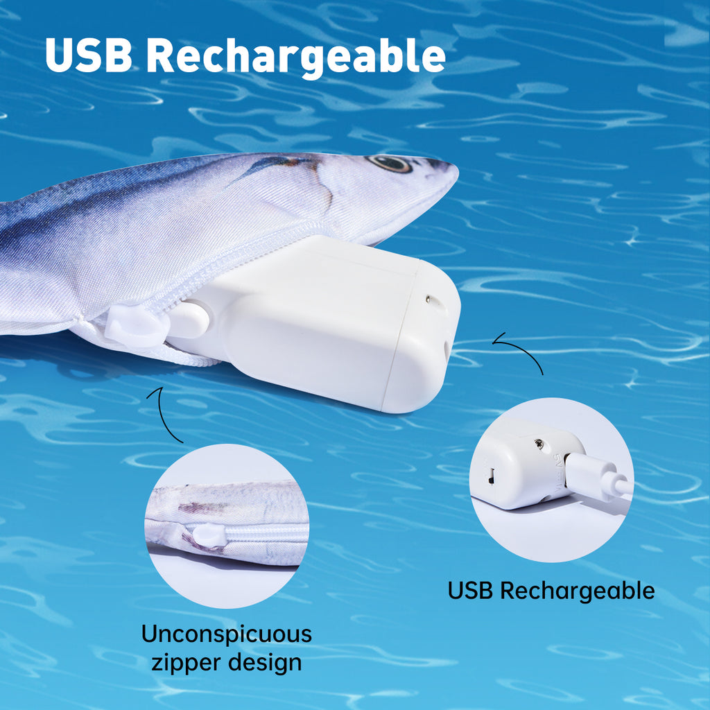 PETGRAVITY Lot de 3 jouets poissons remuants pour chat avec herbe à chat