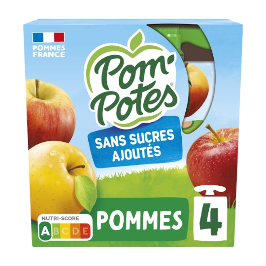 POM'POTES Compote pomme nature sans sucres ajoutés les 4 gourdes de 90 g