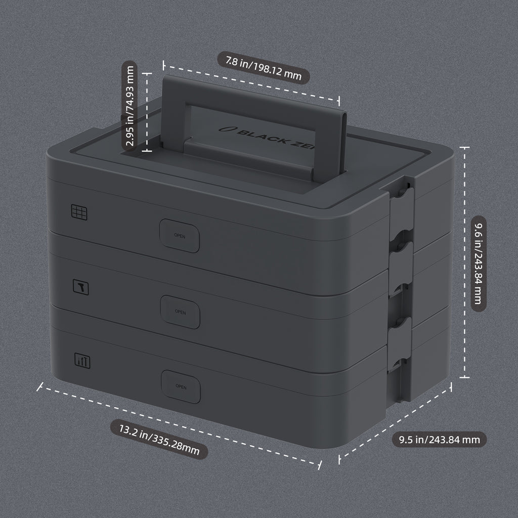 BLACKZERO Perceuse sans Fil Set, Coffret à Outils Premium 3 Niveaux avec Perceuse & Outils à Main, Kit d'Outillage Complet pour Bricolage, Maison & Réparation