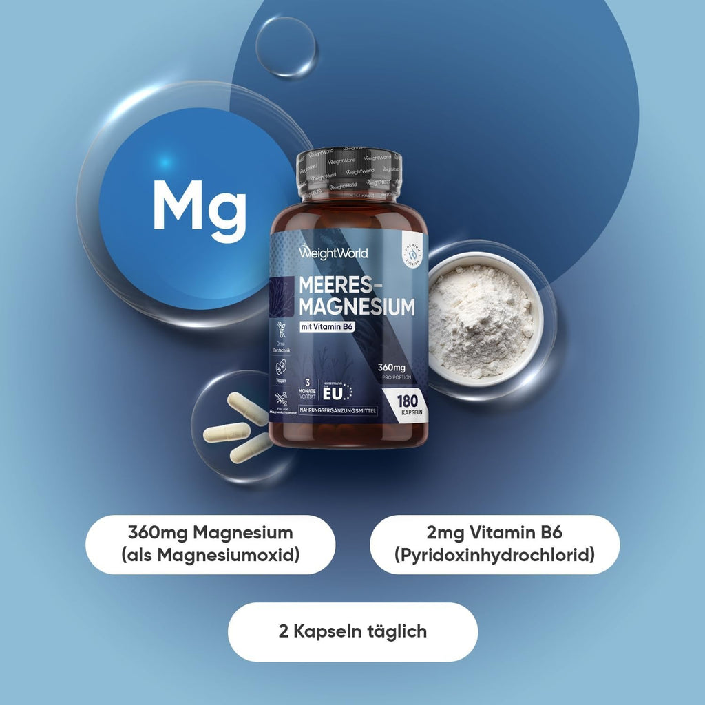 WeightWorld Magnésium marin + B6 360 mg 360 mg 180 gélules