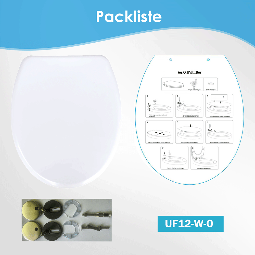 HomSeat Abattant WC en forme de O de qualité supérieure avec fonction d’arrêt en douceur – Fabriqué en plastique de haute qualité, 38,5 x 37,0 cm, 1 ensemble