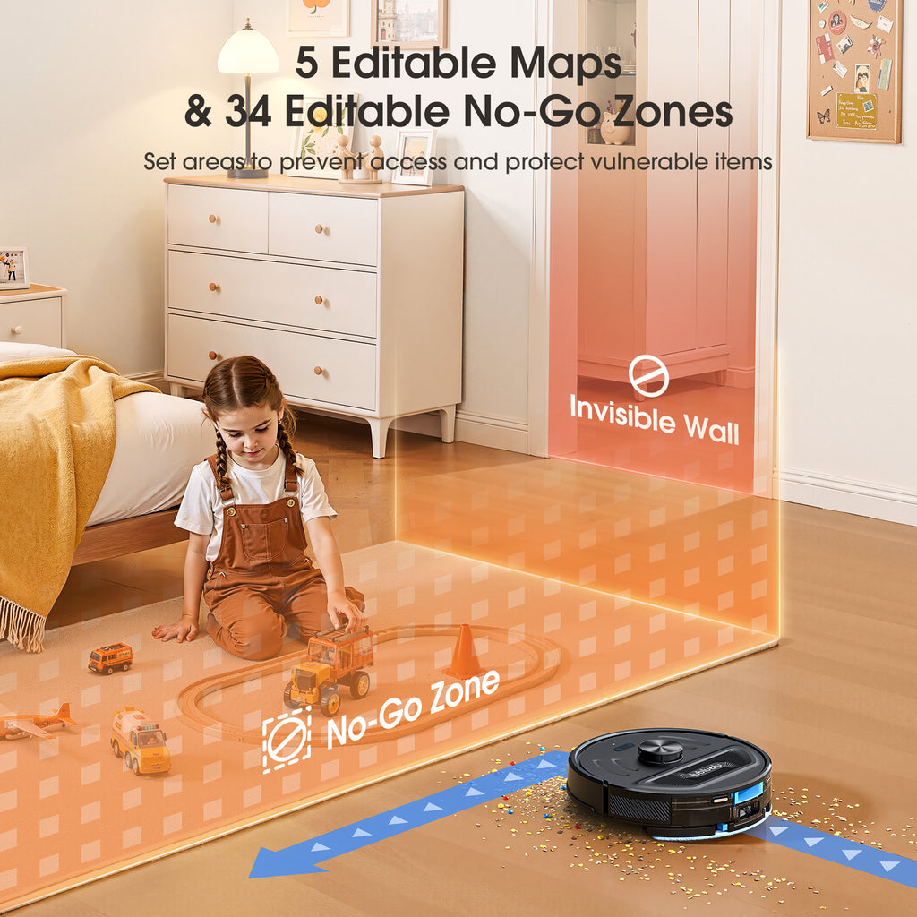 Lubluelu L20 Ultra Robot aspirateur-laveur 3-en-1, 4000 Pa, navigation laser, 5 cartes mémorisables, 55 dB silencieux, contrôle via application, pour poils d'animaux, tapis et sols durs
