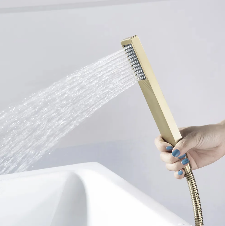 Homary Mitigeur de bain sur pied à poignée unique, mitigeur de baignoire sur pied, douchette à main