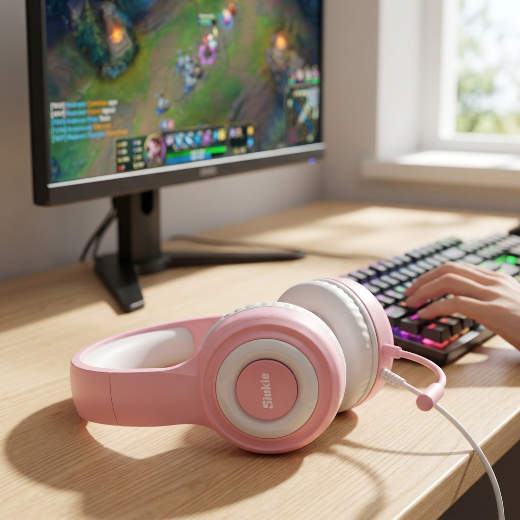 Siukie CH25 Casque Gaming - Micro à Réduction de Bruit, Haut-Parleur 50 mm, Filaire Circum-Auriculaire avec USB & Prise 3,5 mm, Rétroéclairage LED Bleu, Son Surround Stéréo pour PS5