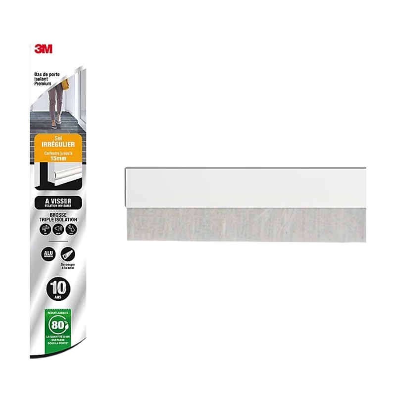 3M™ Joint de bas de porte pour sol irrégulier Haut de gamme à visser Blanc 0,93 m