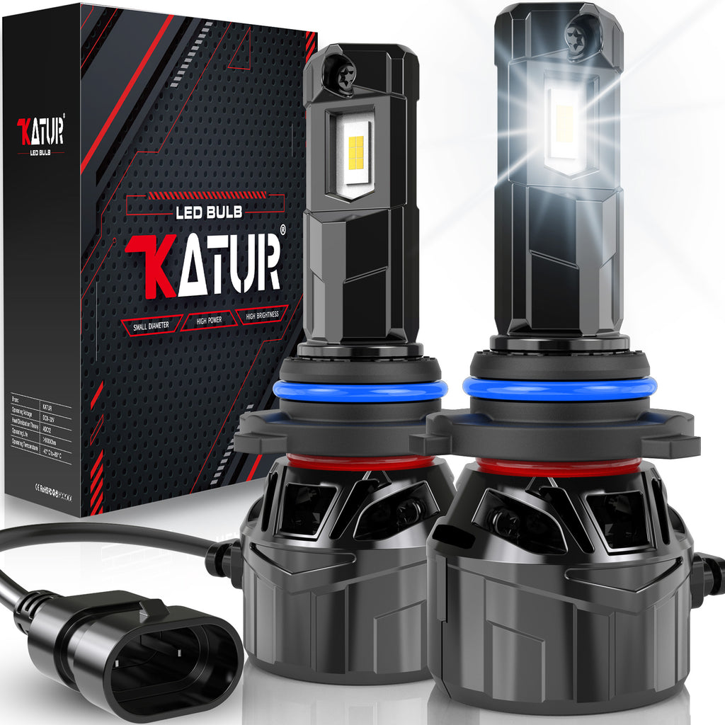 KATUR Lot de 2 ampoules LED HB4 120W 30 000 lm, 6000K blanc xénon, taille mini 1:1, Plug & Play et système de refroidissement à haute efficacité pour feux de croisement