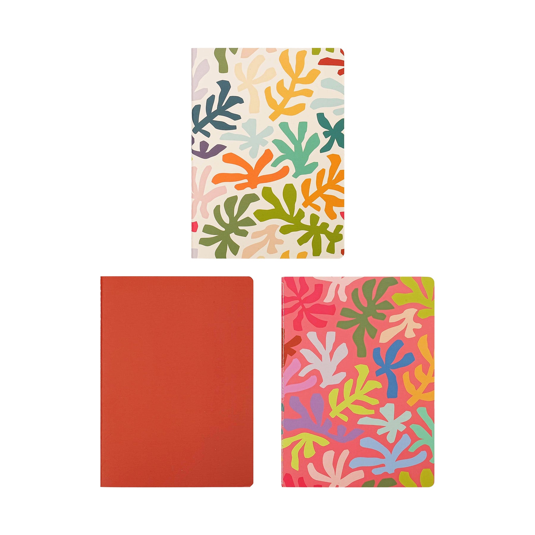 Jubiluu Lot de 3 carnets cousus A5 à couverture souple - 50 feuilles (papier offset 80 g) - Journal ligné couleur crème classique pour école, bureau