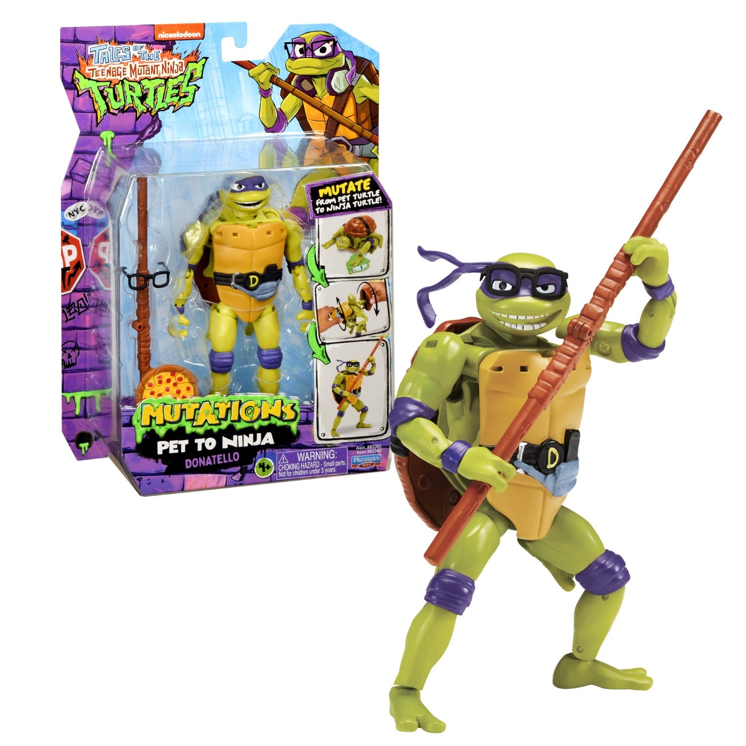 TORTUES NINJA Tortues Ninja, 1 Figurine Deluxe 15 cm, Se transforme en tortue, Modèle Donatello, Pour les enfants à partir de 4 ans, TU8381