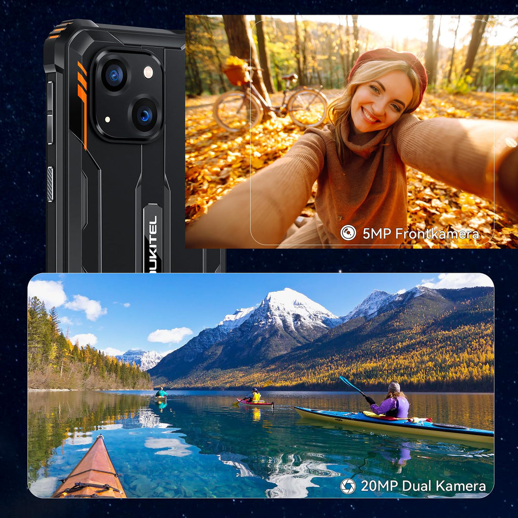 OUKITEL WP32 Android 15 6300 mAh Téléphone Portable Extérieur 12 Go + 128 Go (1 To Extensible) Smartphone Robuste Noir Double SIM, NFC