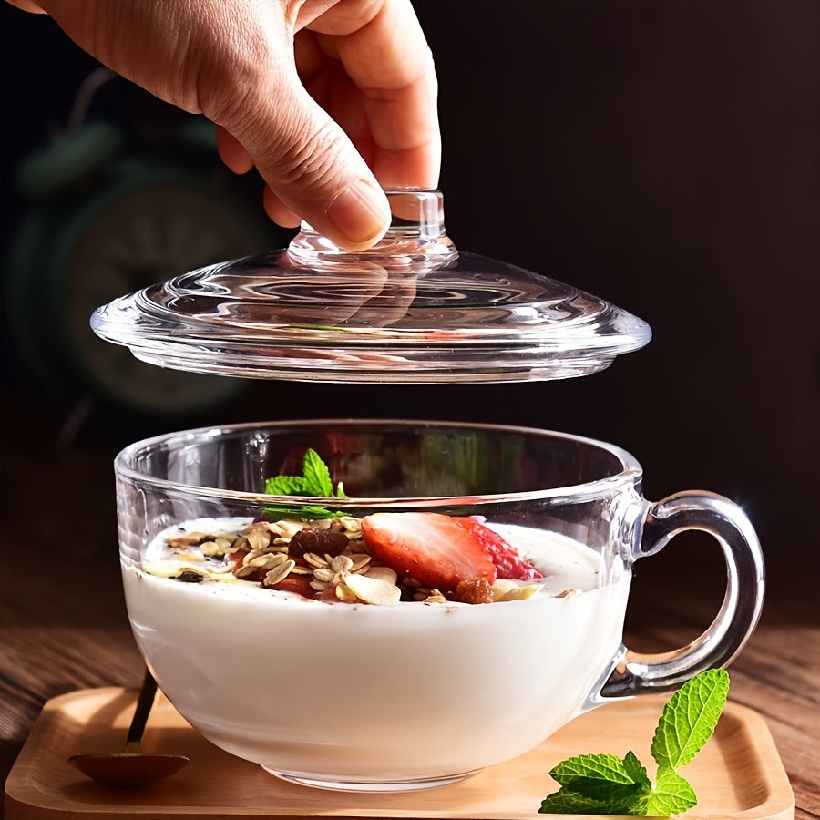 YumiPLUS Tasse en verre avec couvercle et anse, 1 ensemble