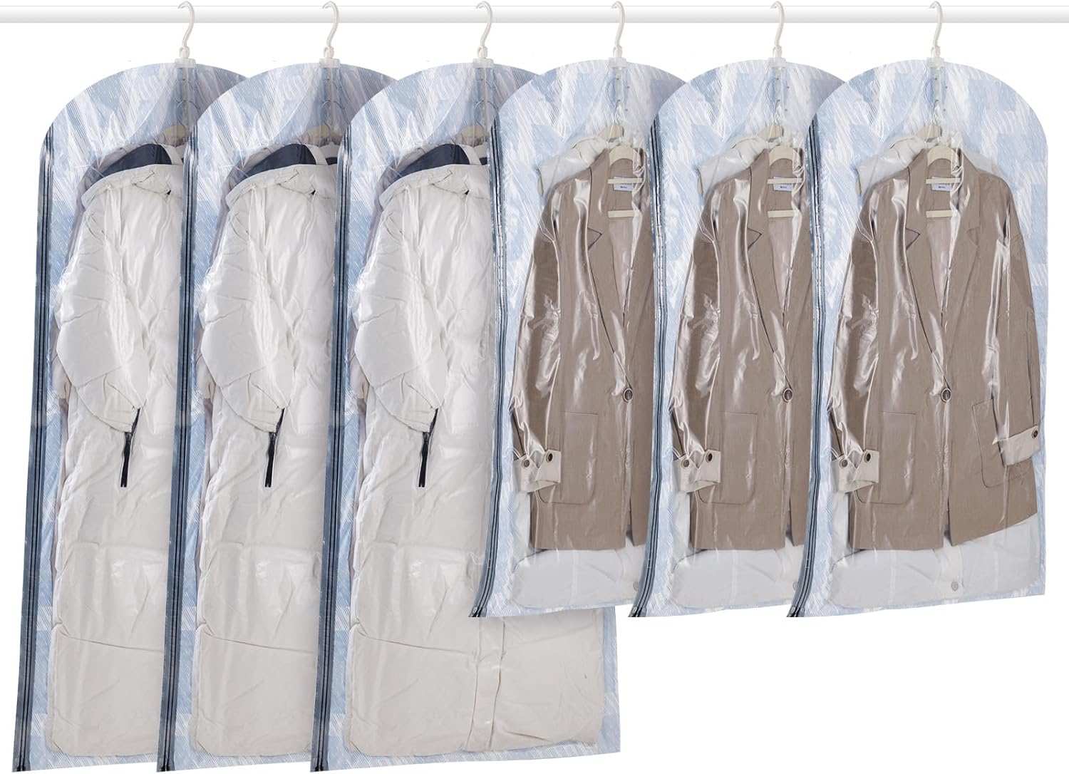 TAILI Sacs de rangement sous vide pour vêtements à suspendre bleu - 3 longs, 3 courts