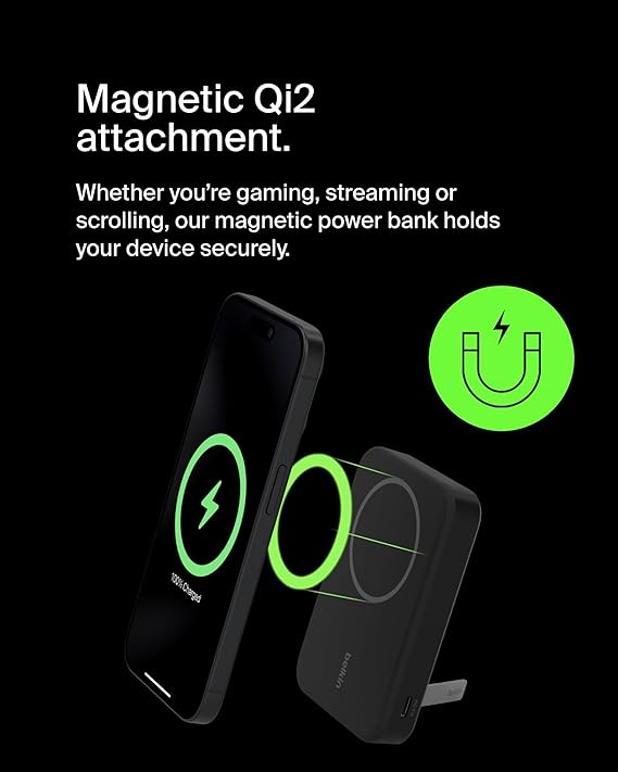 Belkin BoostCharge Pro batterie externe magnétique compatible Qi2, 8 000 mAh, noir