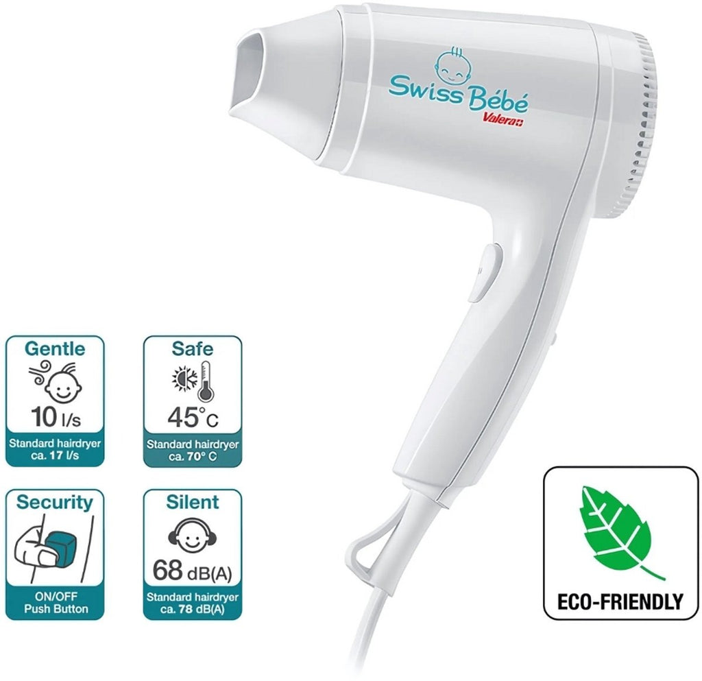 Valera Sèche-cheveux pour bébé, Fabriqué en Suisse, 500 W, Silencieux et doux