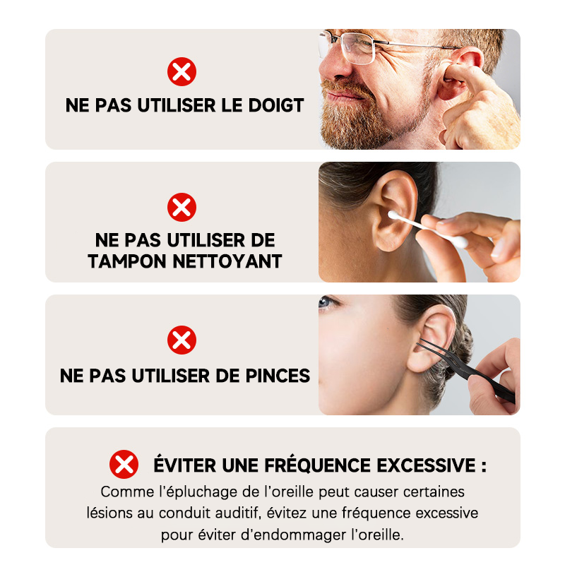 Sunluxy P2 Otoscope avec caméra HD 5 MP, 6 LED, embout en silicone souple, étanche IPX5, recharge USB-C, compatible iOS et Android - Blanc