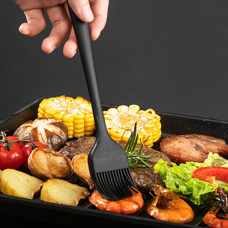 Maxcook MCPJ9562 Lot de 3 accessoires de barbecue en acier inoxydable avec pinces à barbecue, pinceau à huile et ciseaux - Noir