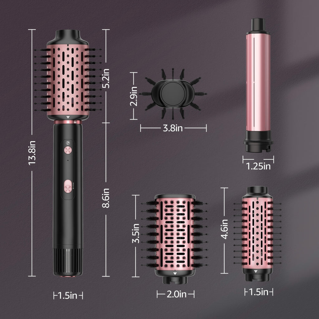 Nicebay Sèche-cheveux à brosse sans balais 110 000 tr/min, 5 fonctions multi-styler pour séchage rapide, bouclage, volume et lissage, brosse soufflante à haute vitesse pour tous les types de cheveux