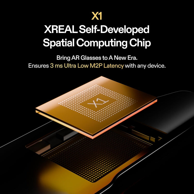 XREAL One lunettes de réalité augmentée avec puce X1, Lunettes de réalité étendue 3 DDL natifs, 147 po champ de vision 50°, Écran 120 Hz, Audio de renom, 3 réglages de transparence des verres