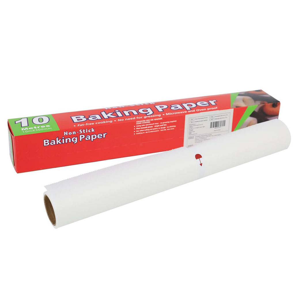 Rouleau de Papier Cuisson Antiadhésif 30cm*10m, Feuilles Prédécoupées Résistantes à la Graisse pour Four et Friteuse à Air, Papier de Cuisson Non Blanchi