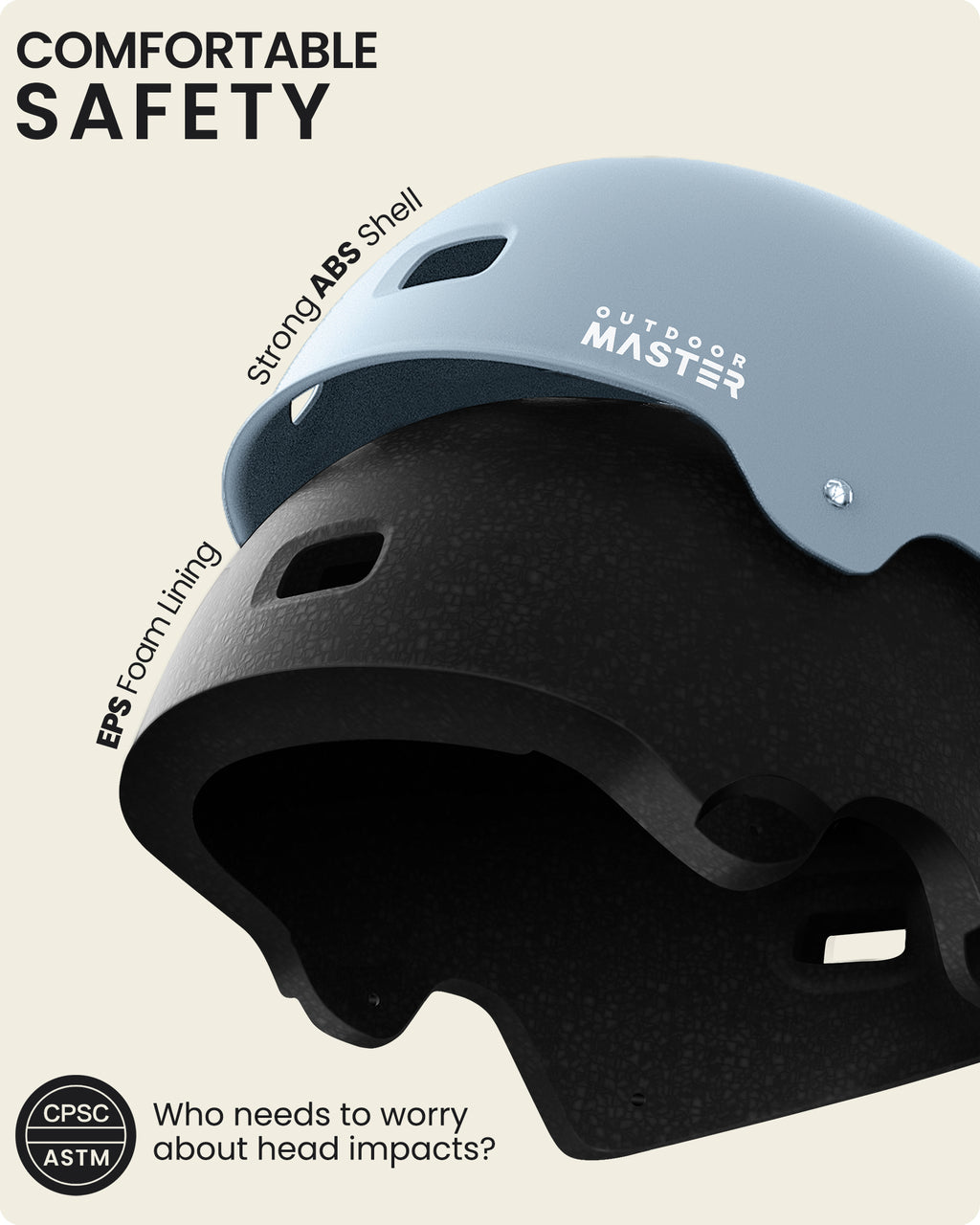 OutdoorMaster Oryx Casque de skateboard bleu clair - Taille S 52-55 cm