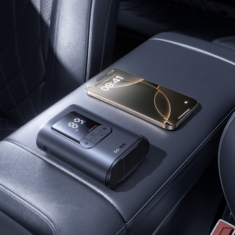 Baseus GoTrip VA1 pompe à air filaire ultra-mini 22 cylindres noir cosmos (comprend : tuyau d'air x1, embouts x3, câble de charge voiture x1)