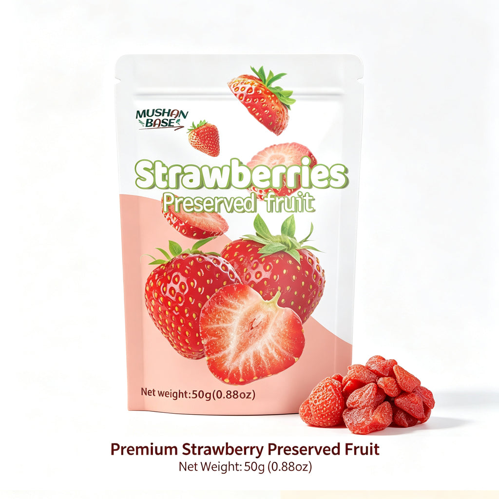 MUSHAN BASE Bai Cao Wei En-cas de fruits à la fraise 50 g