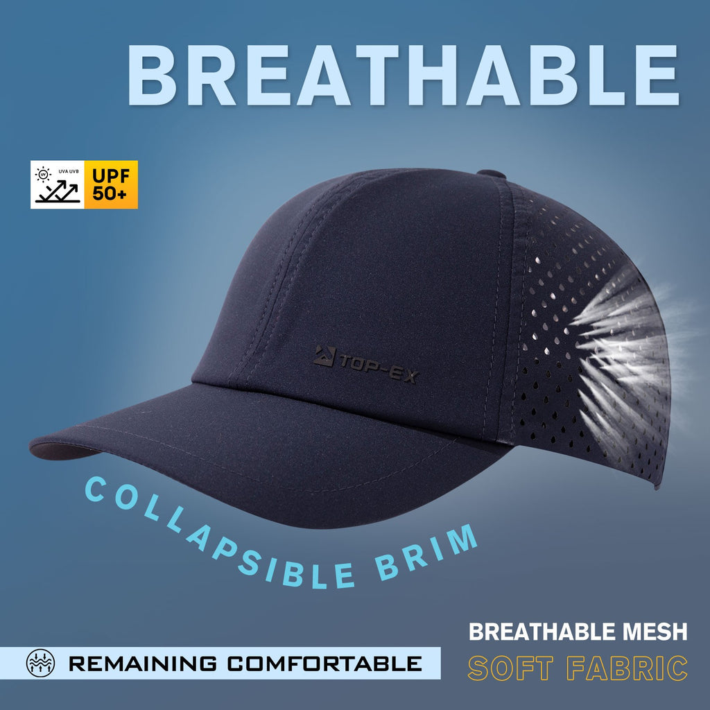 TOP-EX Casquette de baseball de course non structurée en mesh respirant, séchage rapide, bandeau anti-transpiration rafraîchissant M/L Bleu marine