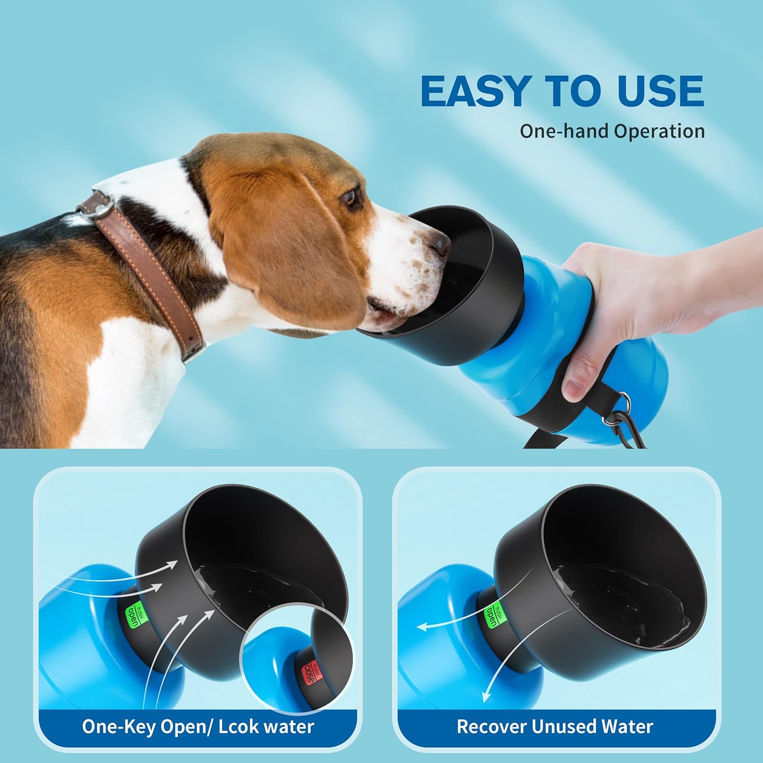 PECUTE PWB-BL01 Gourde d’extérieur pour animaux de compagnie bleu - 800 ml