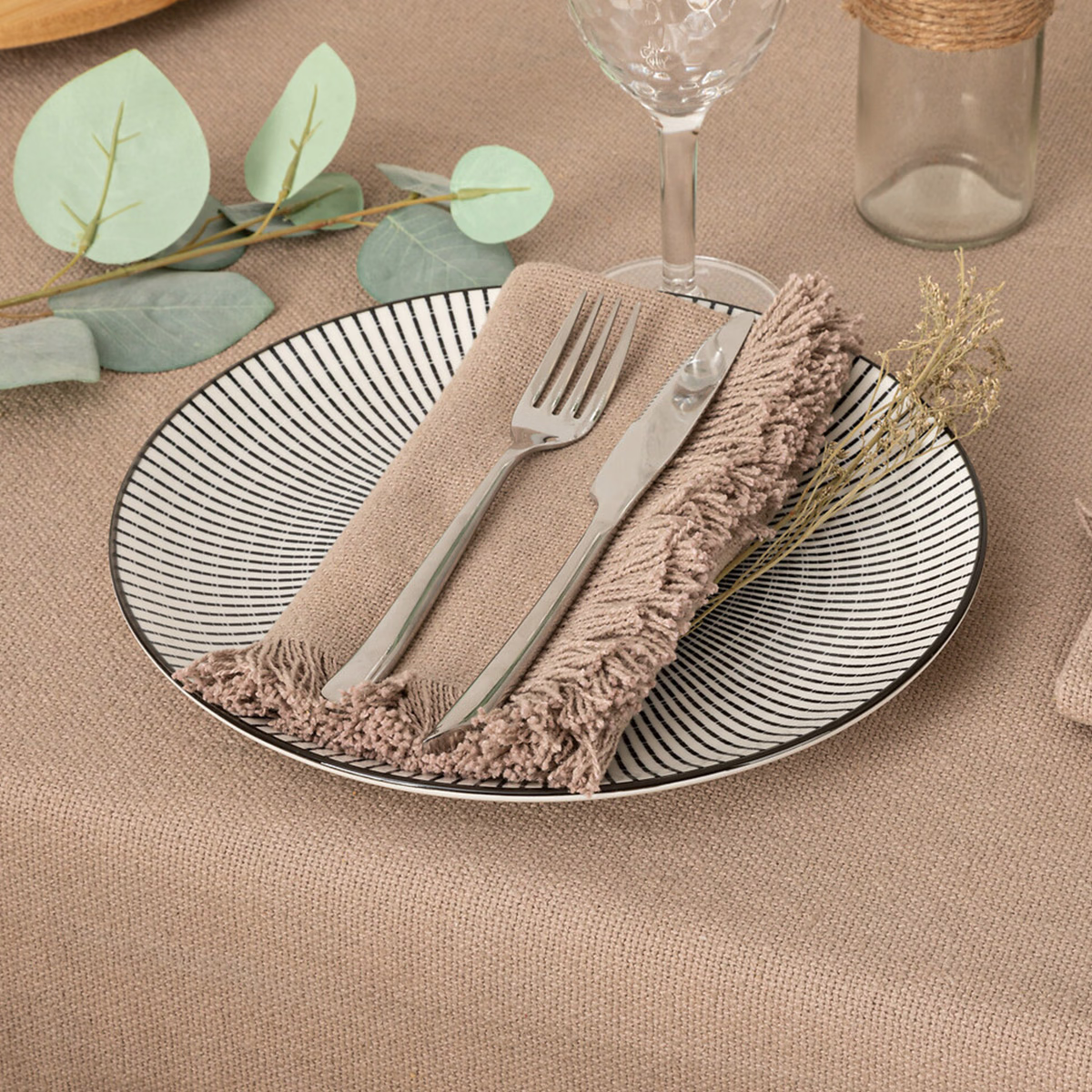 Atmosphera 2 Nappes Maha Anthracite 40 x 40 cm