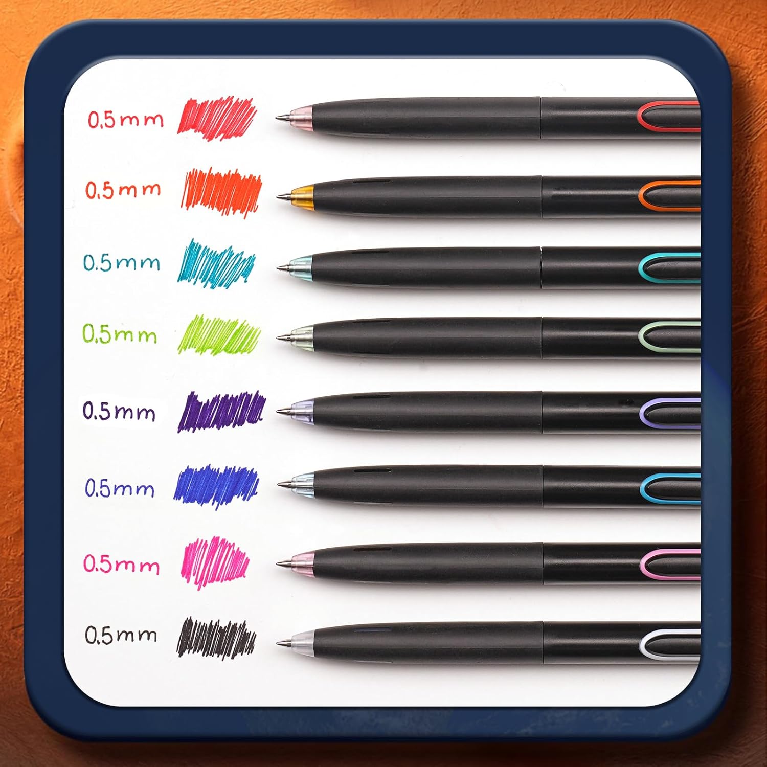 Writech Lot de 8 stylos-bille rétractables à encre gel 0,5 mm - Couleurs variées