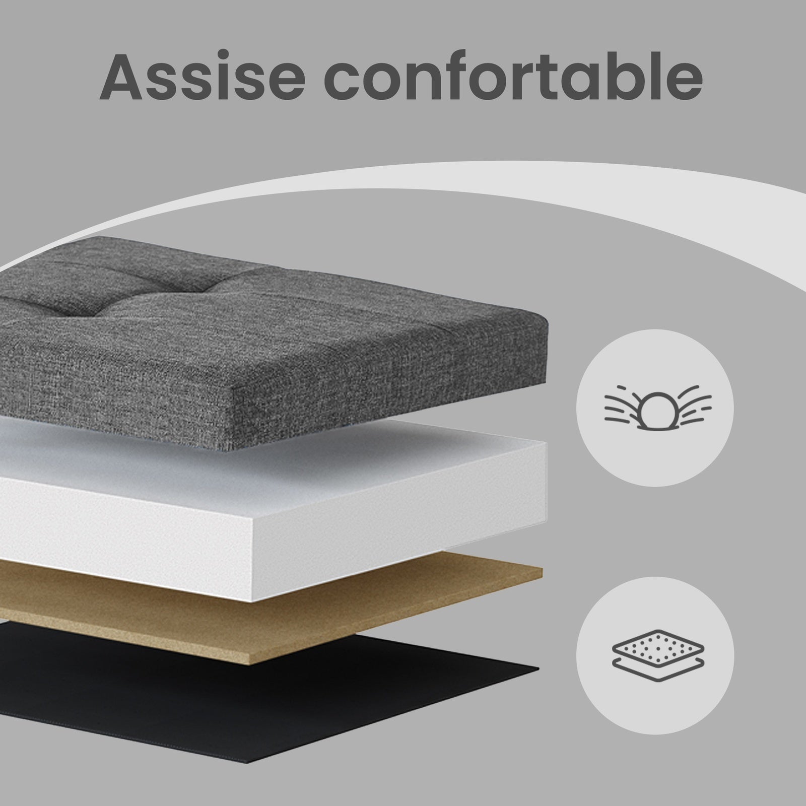 JOYFURNOS Pouf pliable gris ardoise – 38 x 38 x 40 cm, petit repose-pieds et tabouret de rangement, supporte 300 kg – compact pour salon, chambre ou dortoir